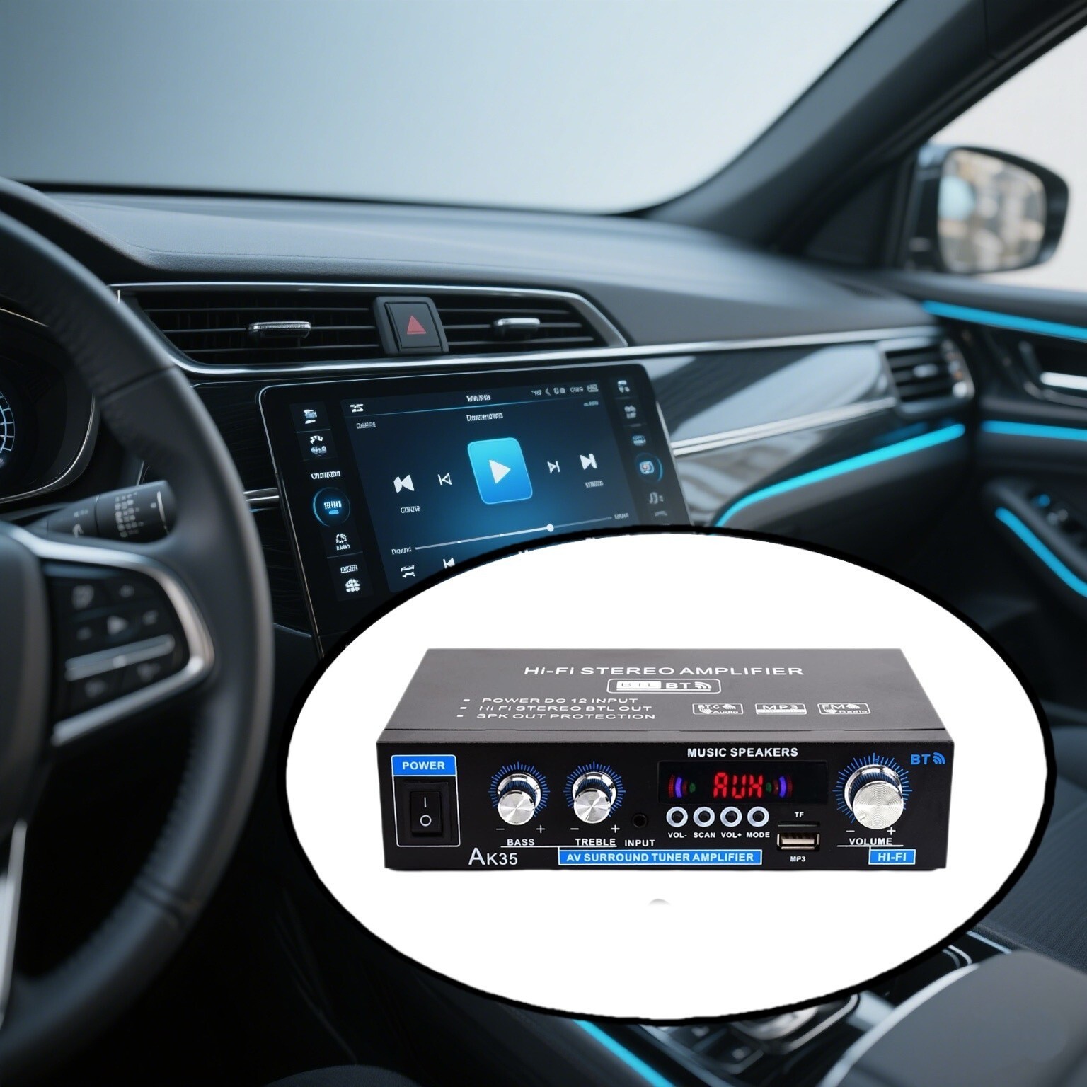 AK35 Stereo Amplifier Home Audio Bluetooth 2.0 Max 200W Power Stereo Receiver US