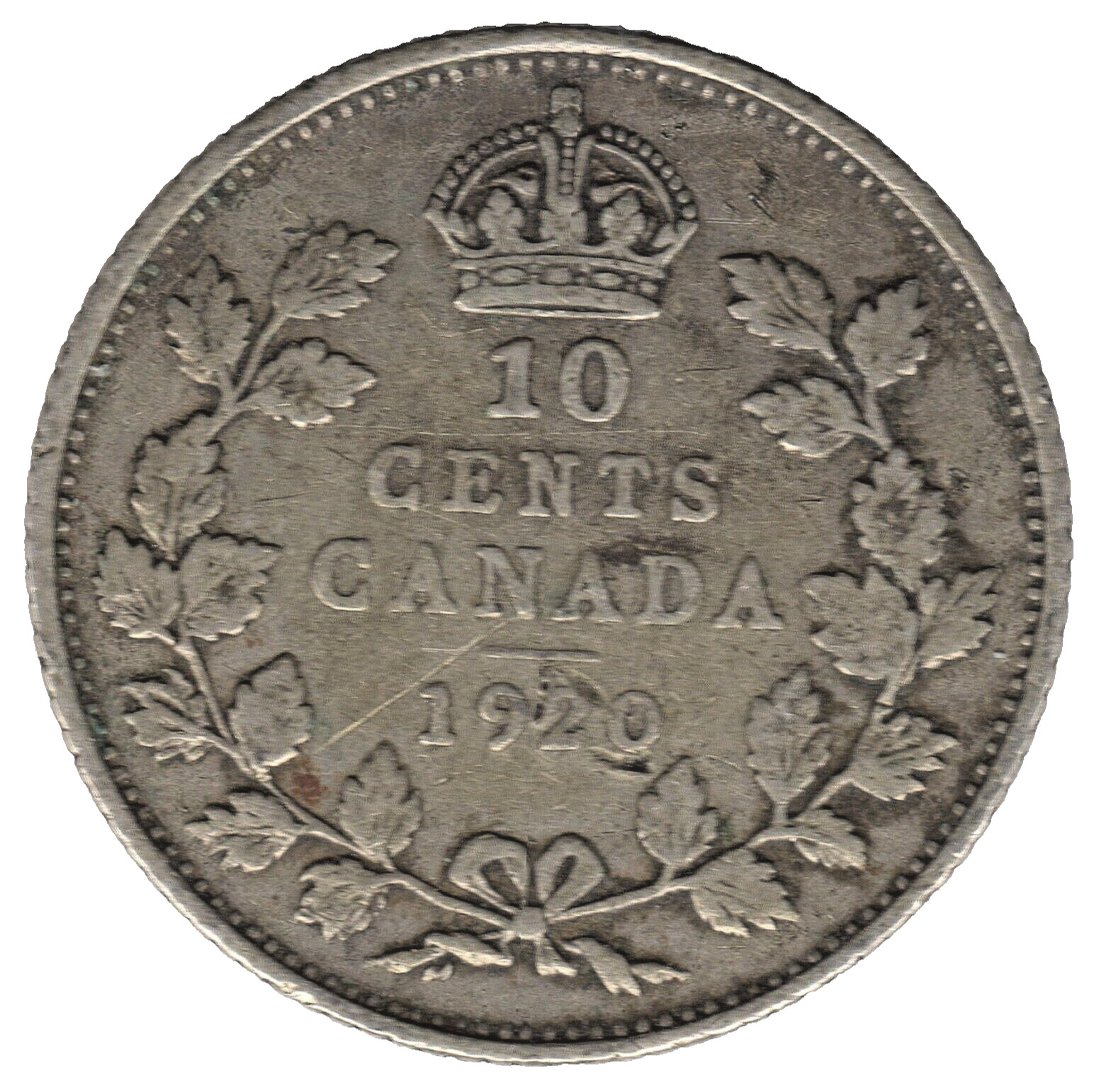 1920 Canada Silver 10 Cents – George V Canadian Coin