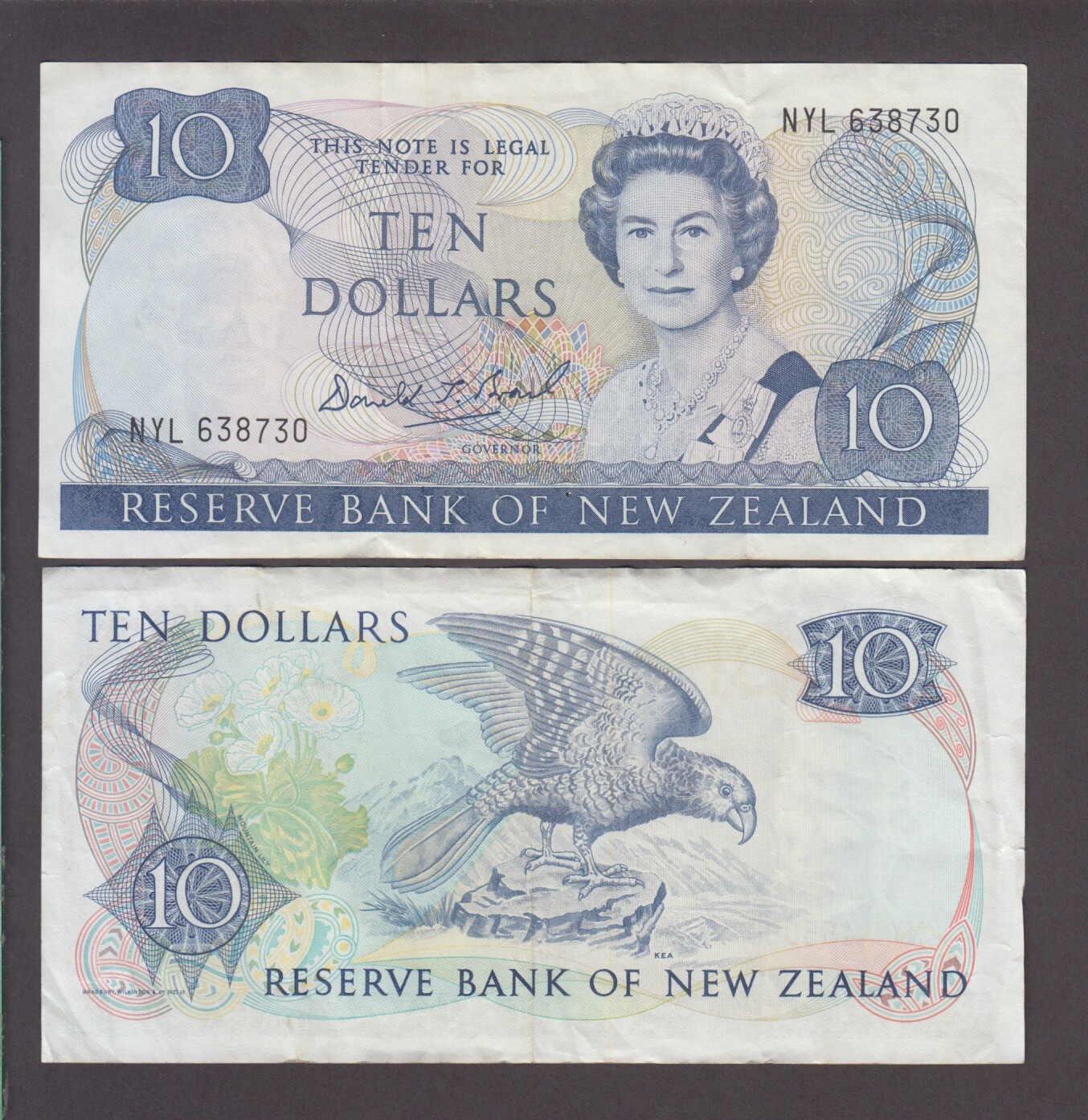 NEW ZEALAND P.172c  10 DOLLARS SIG BRASH QEII  VERY FINE  2205