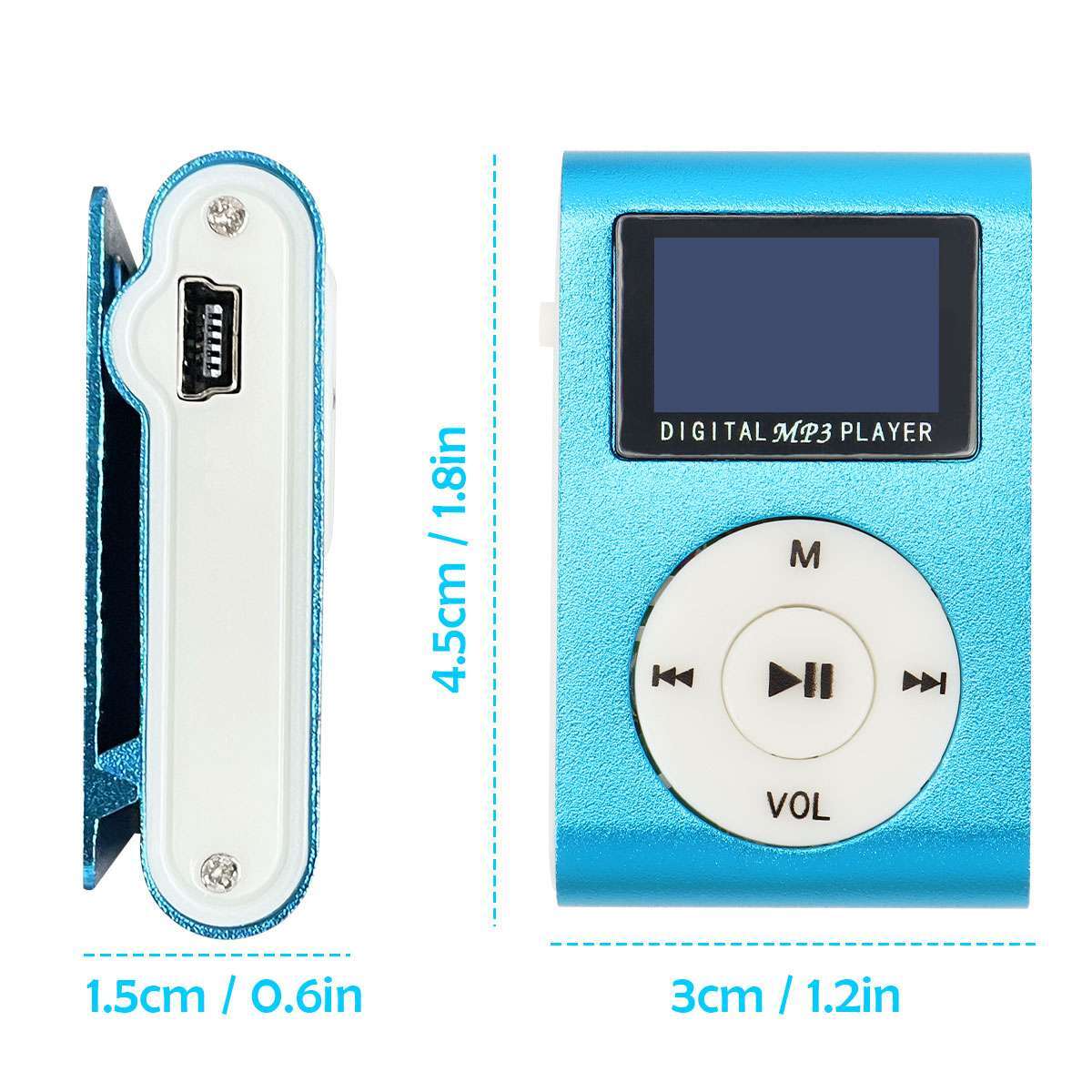 Mini MP3 Music Player With Digital LCD Screen Mini Clip Support 32GB Micro SD