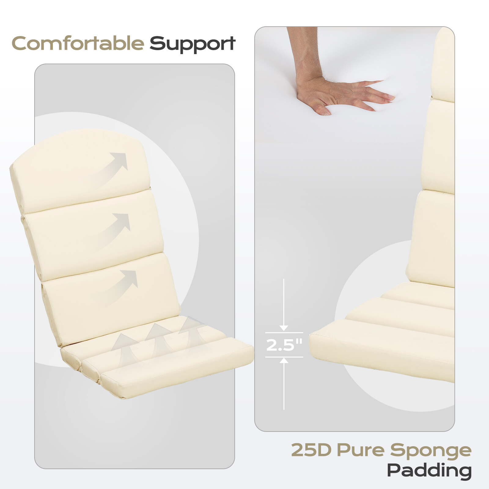 Patio Chair Cushion for Adirondack High Back with Tie Indoor Outdoor