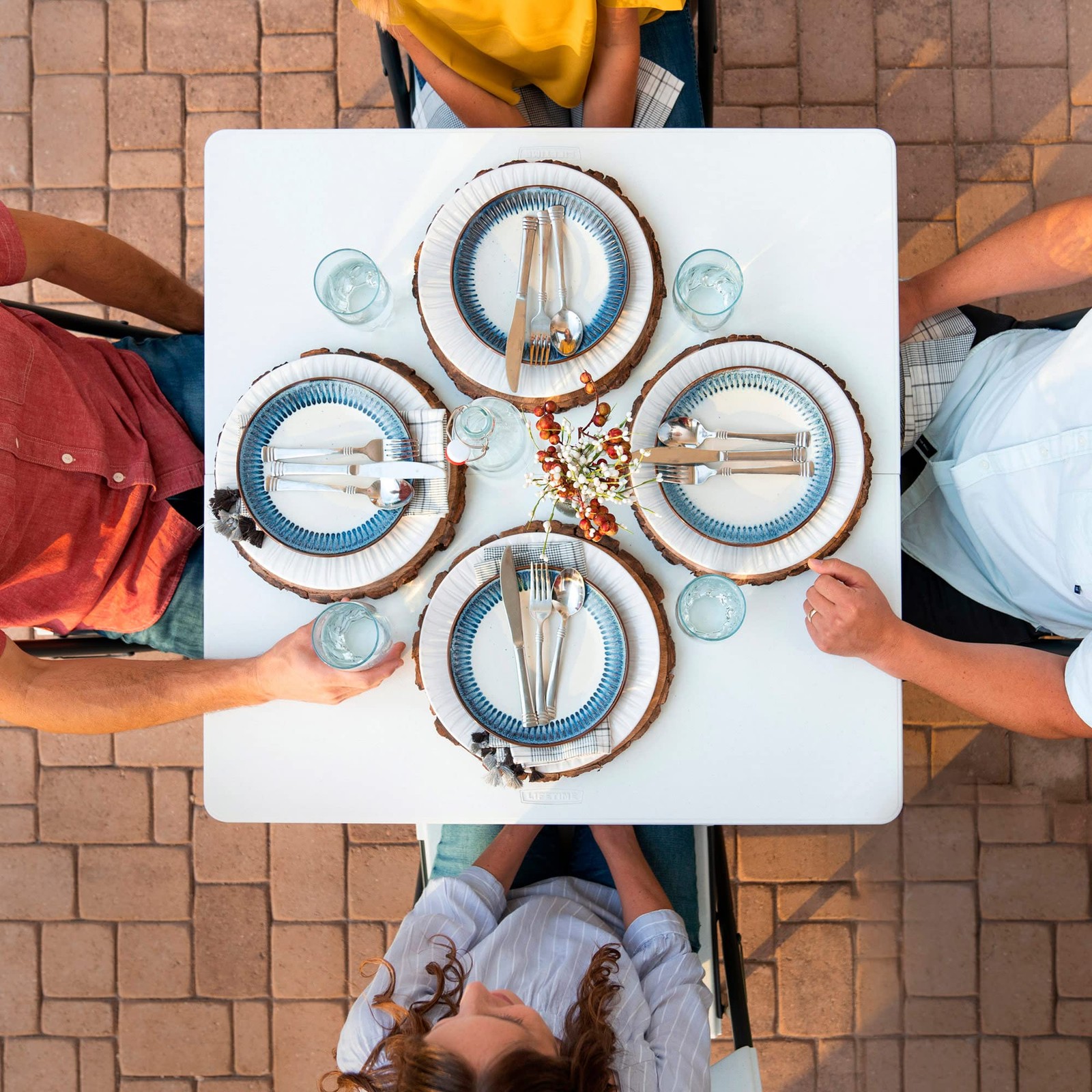 "34-Inch Fold in Half Square Table - Portable and Versatile Design"