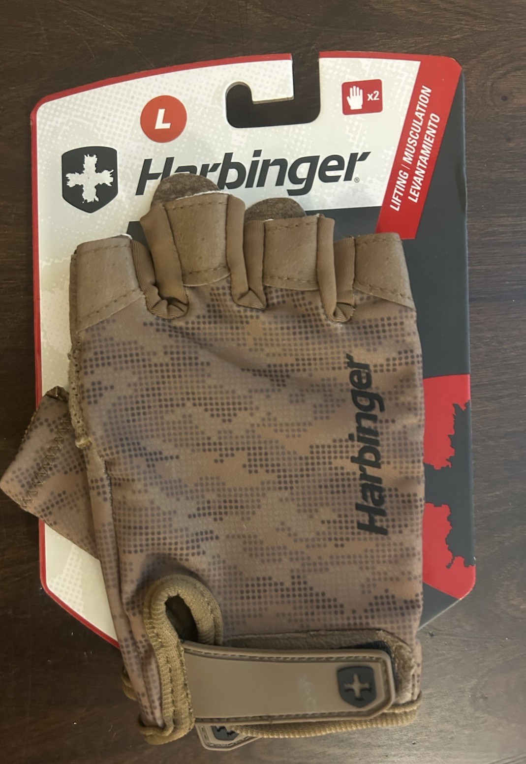Harbinger Unisex Pro Wrist Wrap Weight Lifting Gloves One Pair Tan Camo LARGE