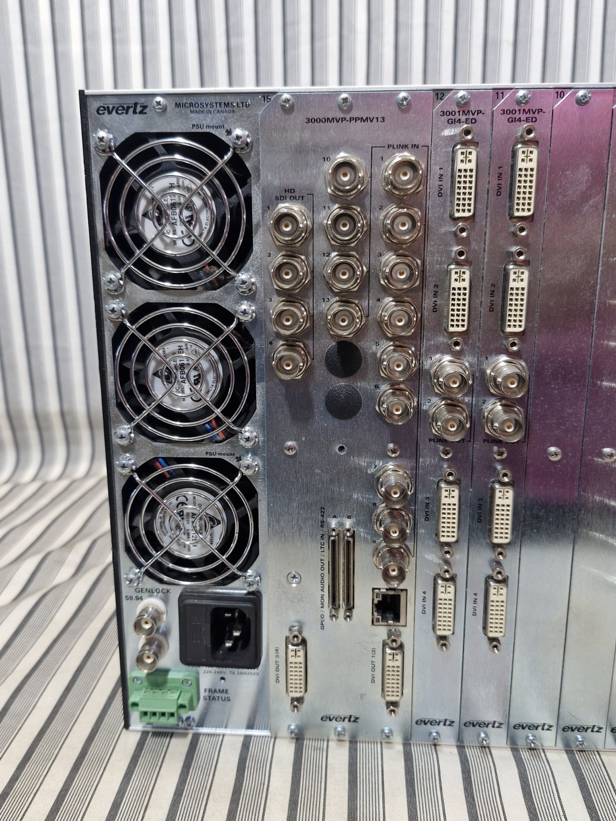 Evertz 3000FR Multi-Image Processor Frame w/ Modules Powers On, Not Fully Tested