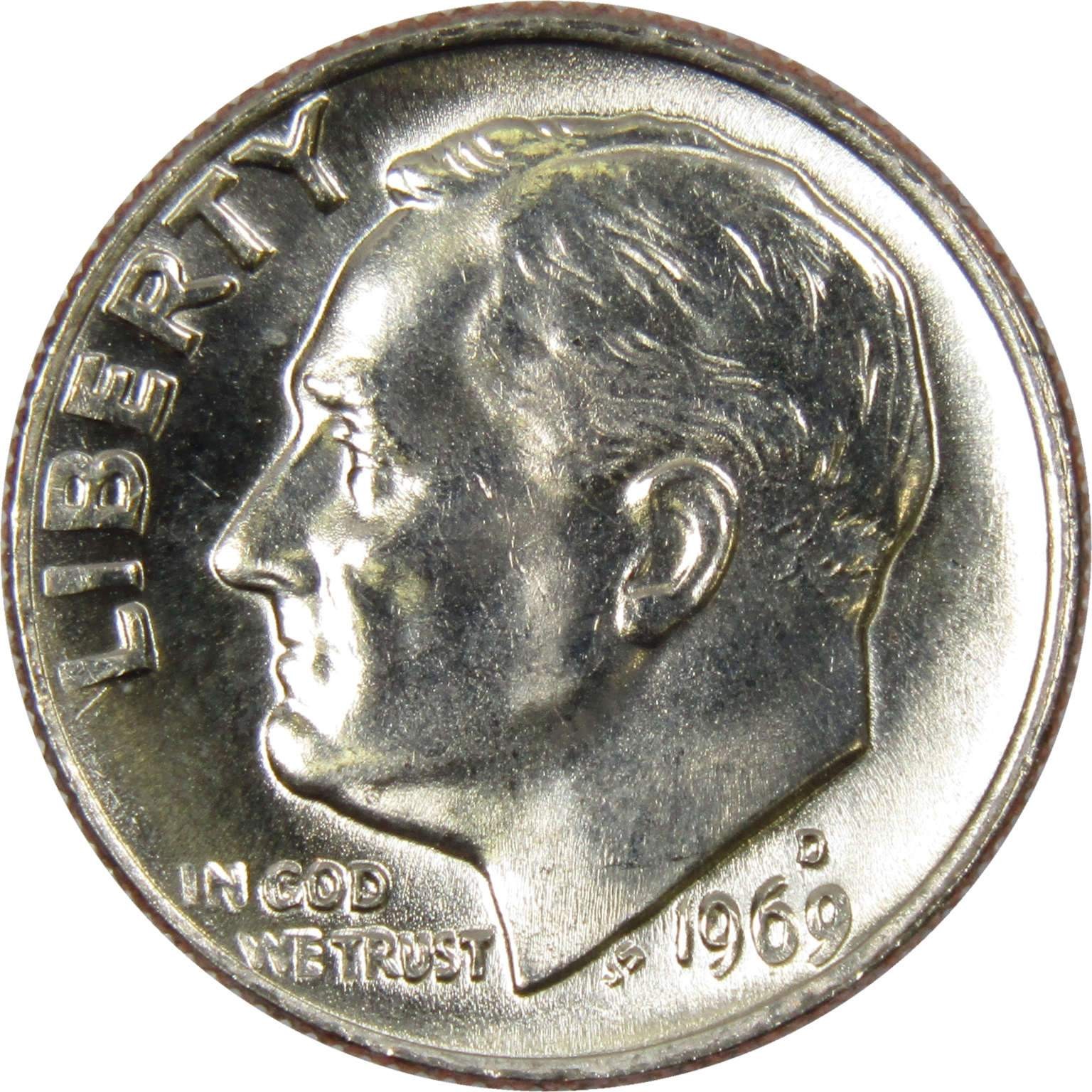 1969 D Roosevelt Dime Clad Uncirculated Mint State 10c Coin