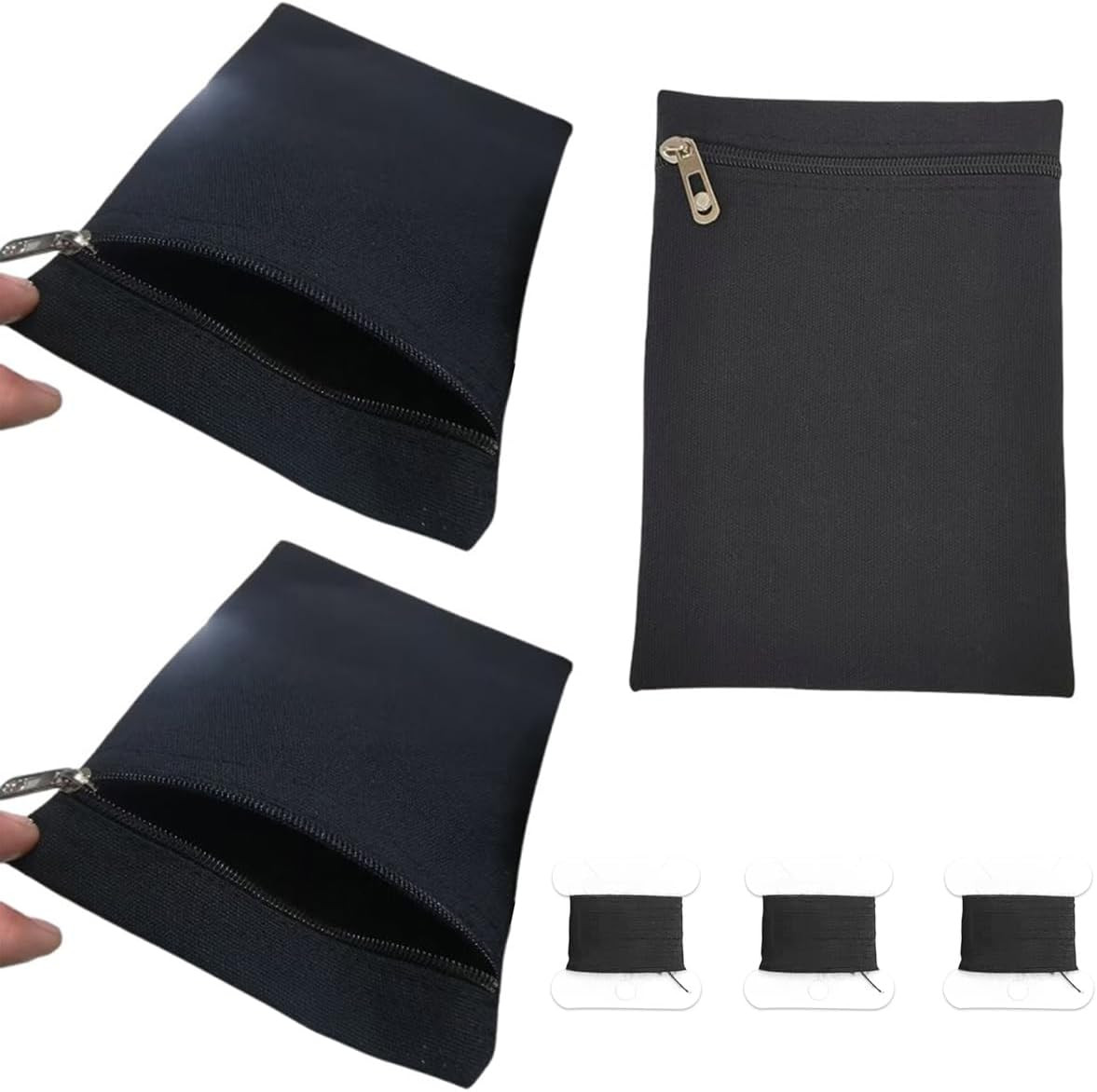 3 Pack Sew-In Side Pocket with Zipper Sewing on Jacket inside Pockets Anti-Theft