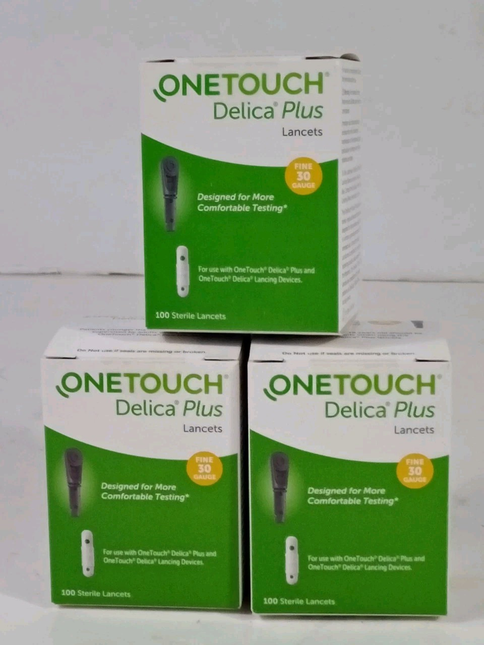 ONE TOUCH DELICA PLUS 30 GAUGE OR 30G LANCETS (3 Boxes of 100) New - Exp: 2028