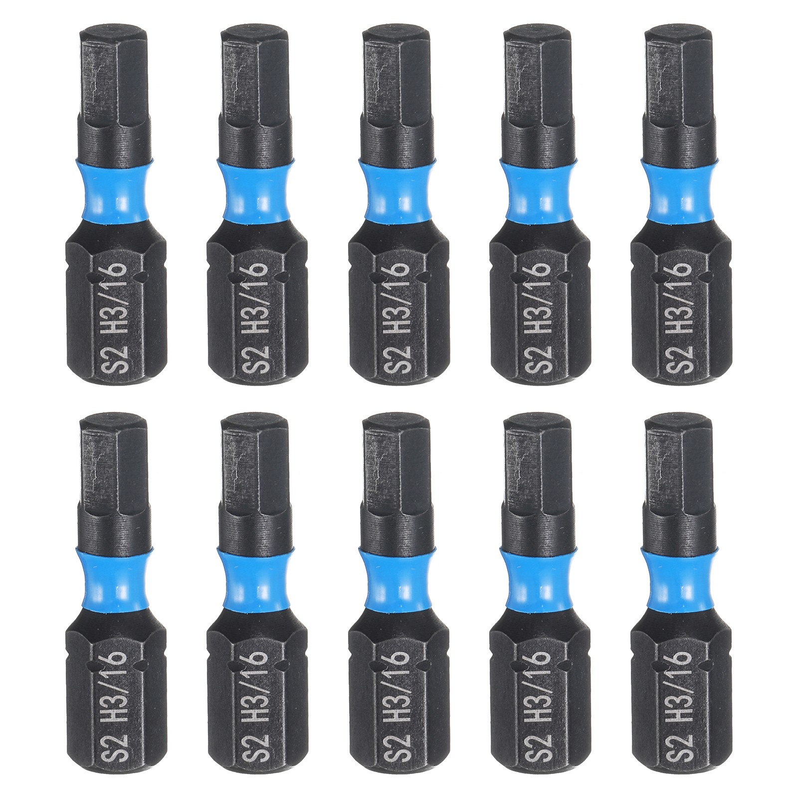 10pcs H3/16 Magnetic Hex Screwdriver Bit 1/4" Hex Shank 25mm/1" Length S2 Steel