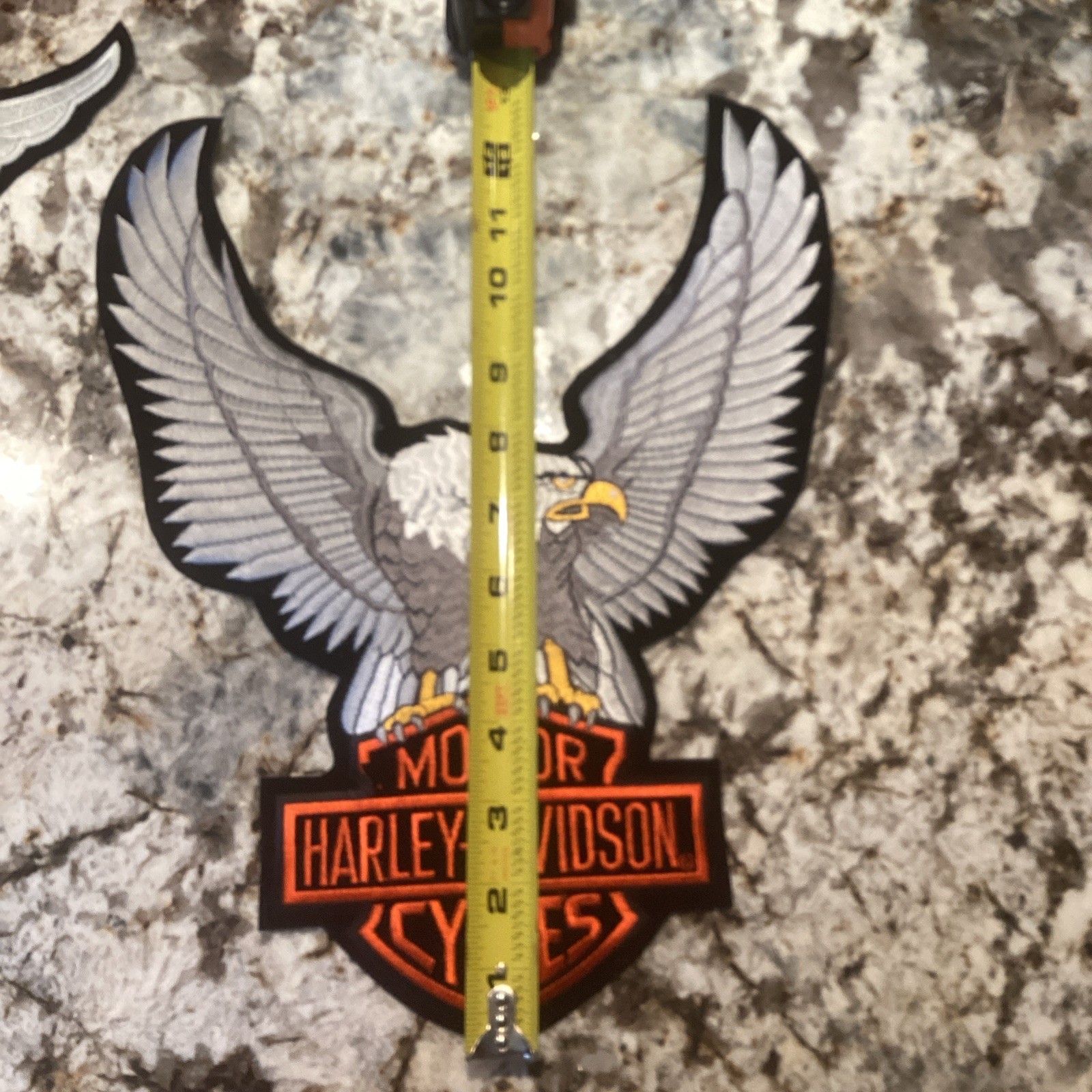 HARLEY DAVIDSON VINTAGE UP WING SILVER EAGLE BAR & SHIELD PATCH XL 13”x10”.NEW