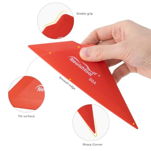 5-Pack Window Tint Tools Triangle Squeegee, 80A Hardness Multi-Edge Red