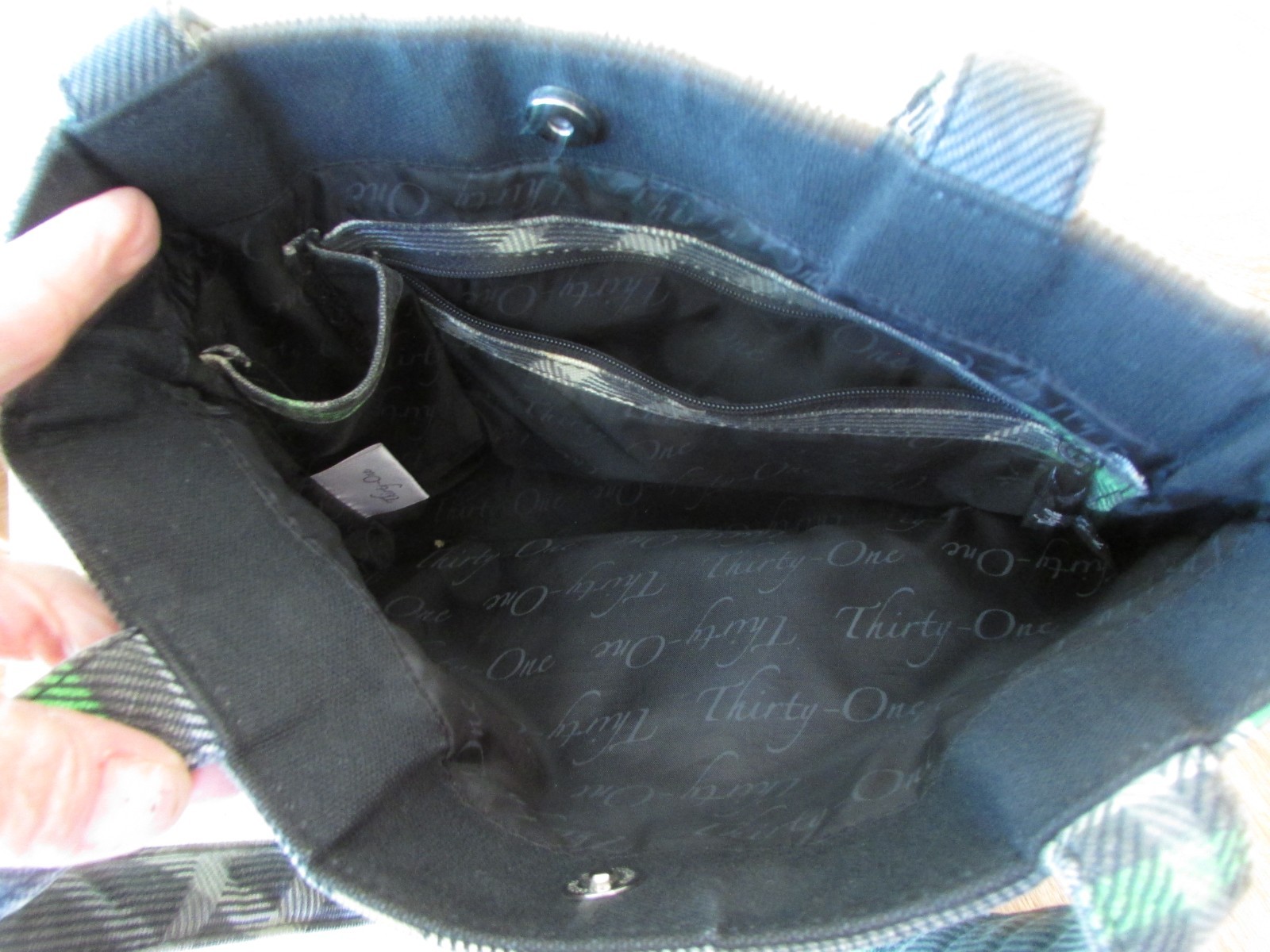 Thirty One Insulated Cooler Bag green gray Plaid