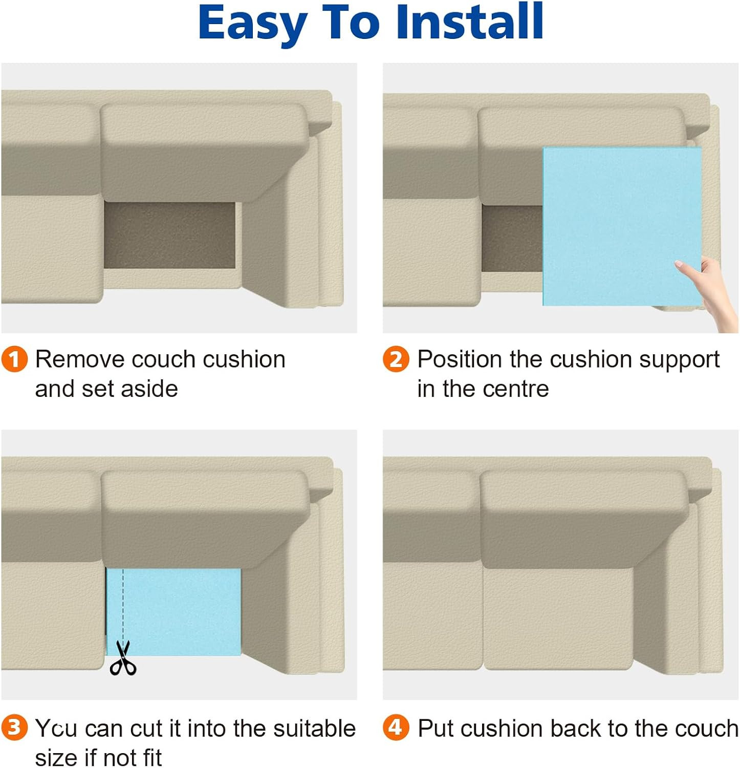 Couch Cushions Support for Sagging Seat 20"X 20"Insert Padssupports Board Sofa F