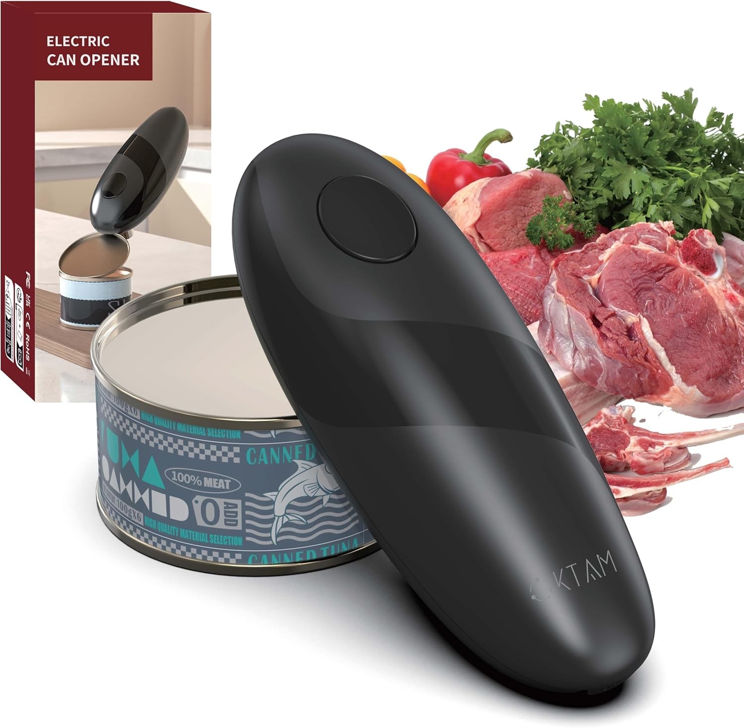 Automatic Can Opener for All Sizes Smooth Edge Magnetic Standard, Black