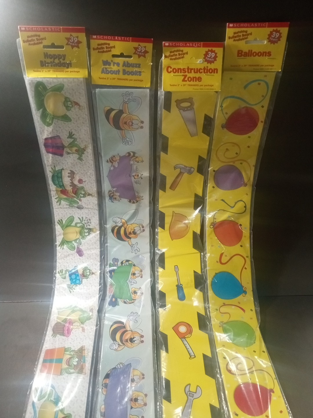 4-Scholastic 39 Ft Trimmers/Borders For Kids Room/Classroom/Playroom/Crafts