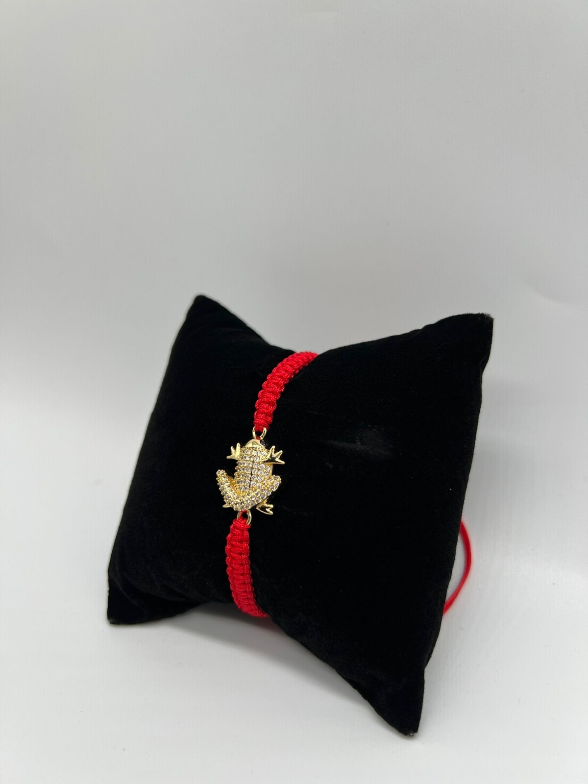 Red Cord Bracelet Braided Textile Frog