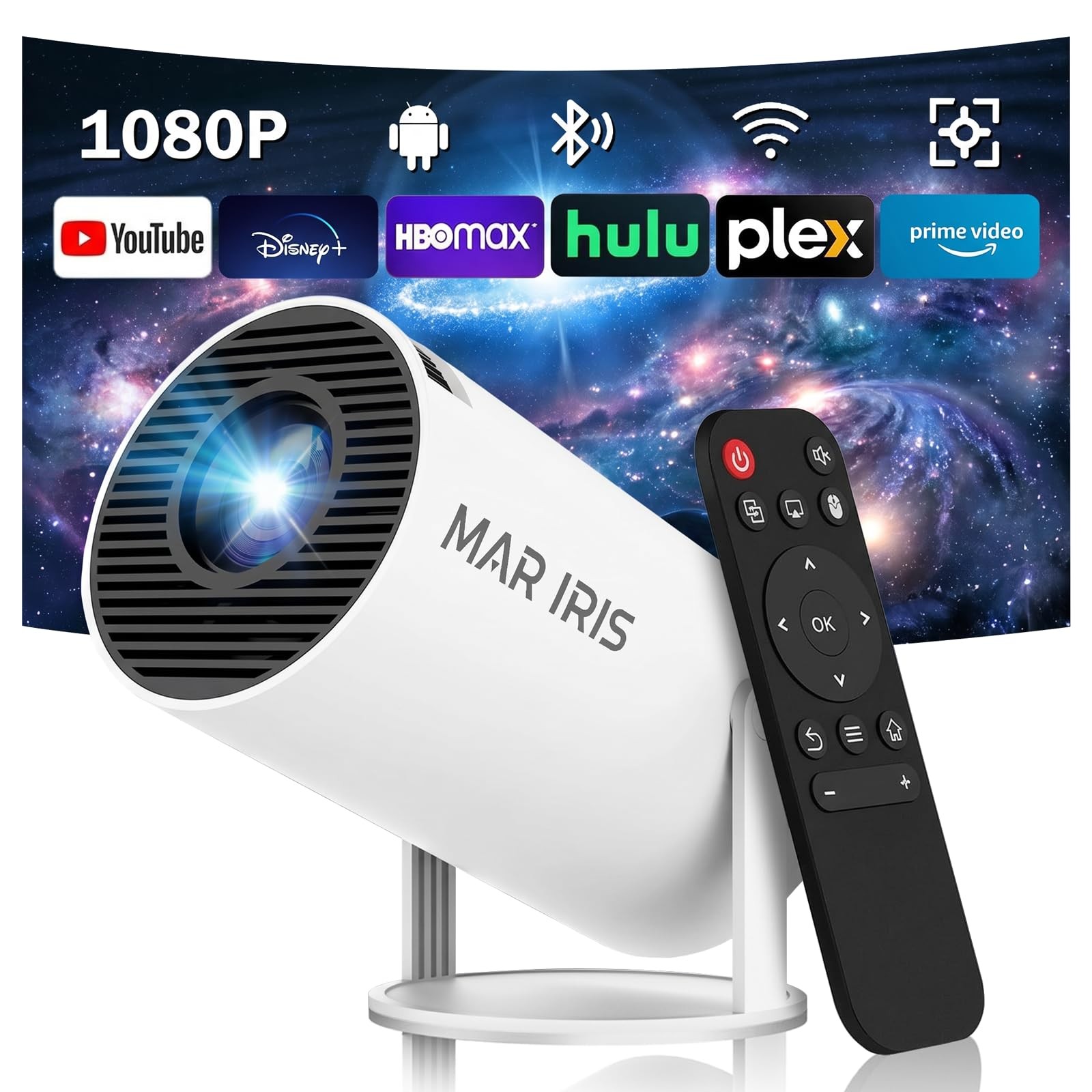 Mini Smart Projector with Builtin Apps, WiFi 6 & Bluetooth 5.4, 1080P Support...