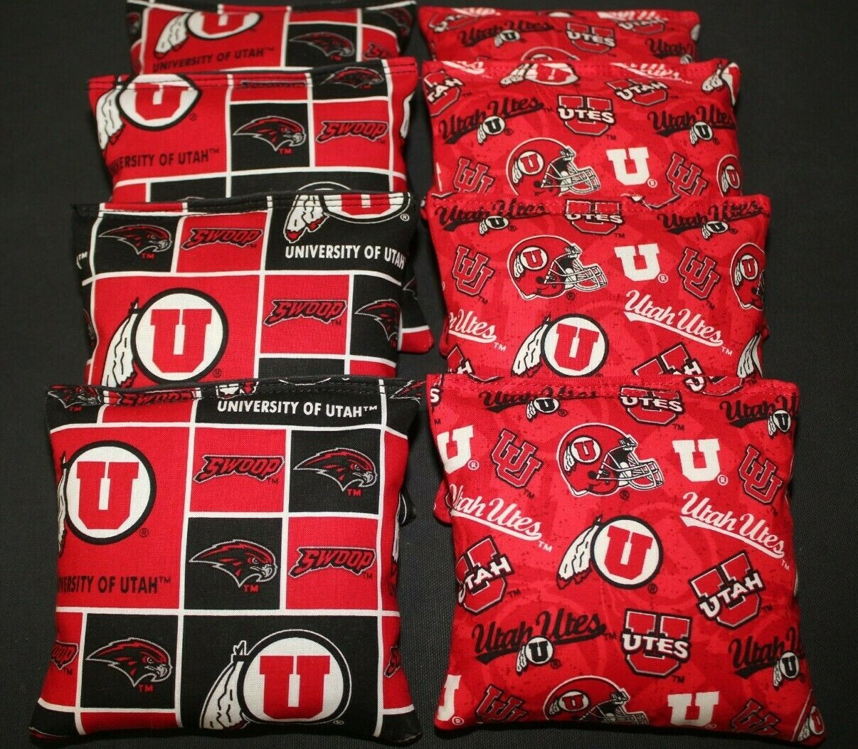UTAH UTES 8 CORNHOLE BEAN BAGS BAGGO GAME Top Quality Handmade! NEW!