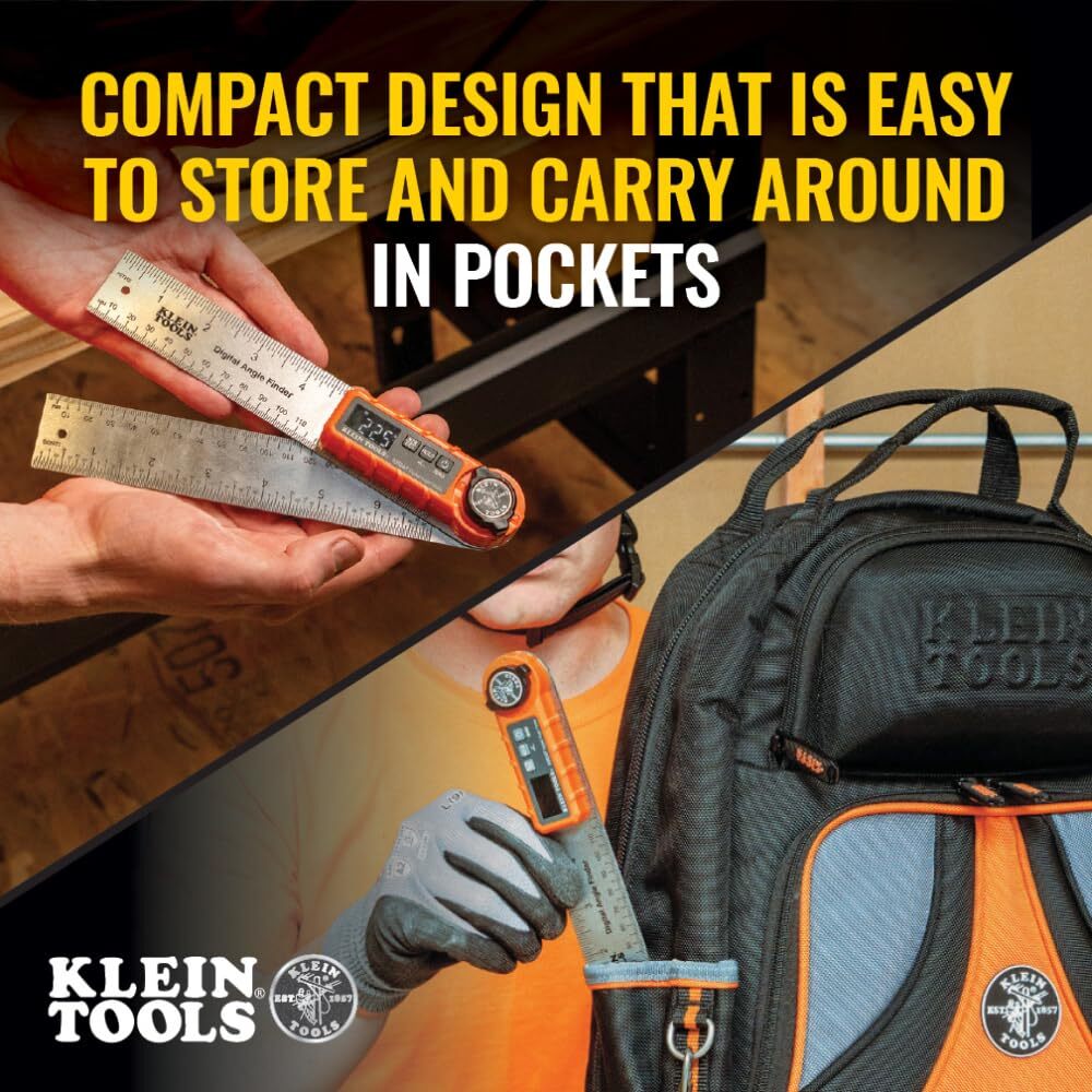 Klein Tools 3 in 1 Digital Angle Finder Precision Miter Saw Protractor LED Di...