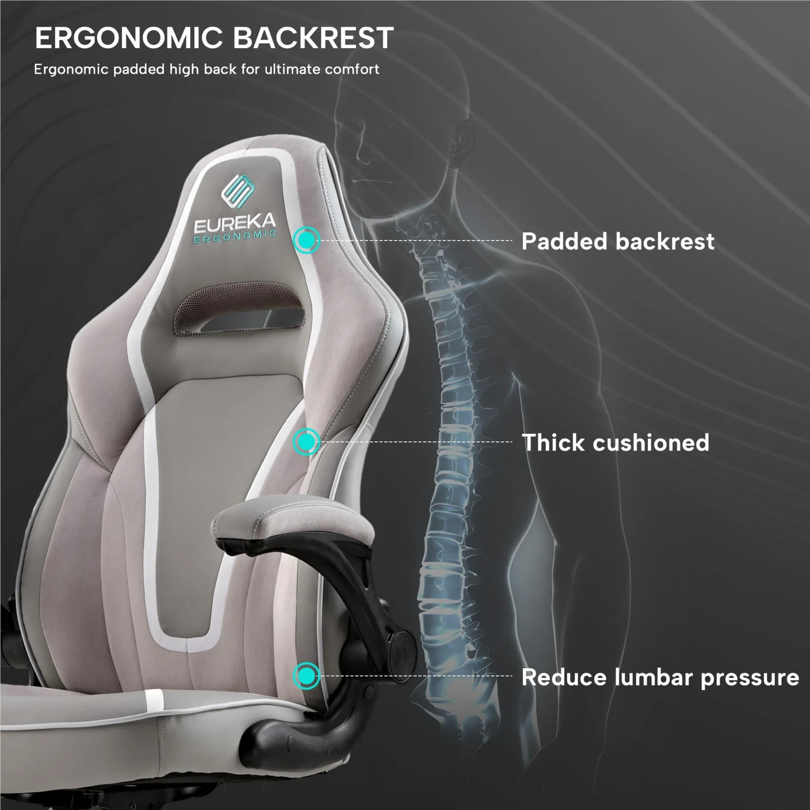 Eureka Vortex Gaming Chair Ergonomic PU Leather Dual-Tone (Grey)