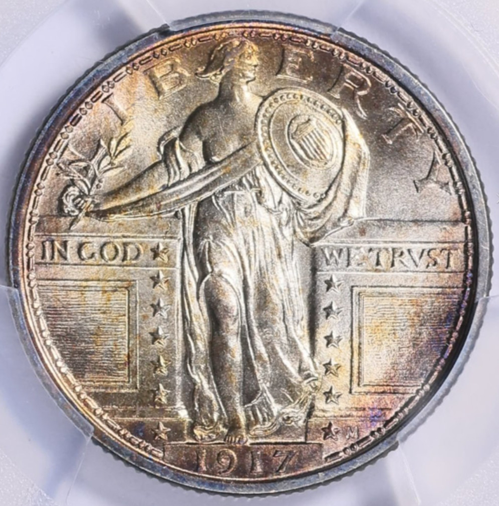 1917 Standing Liberty Quarter Type 1 PCGS MS-66 FH Nice Toning