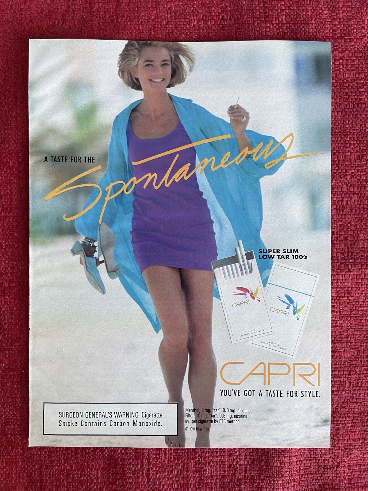 Capri Cigarette’s 1991 Print Ad Super-slims Spontaneous Advertising