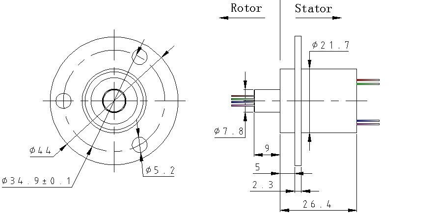 2 Wires 10A OD22mm 500RPM Collector Ring Wind Turbine Slip Ring