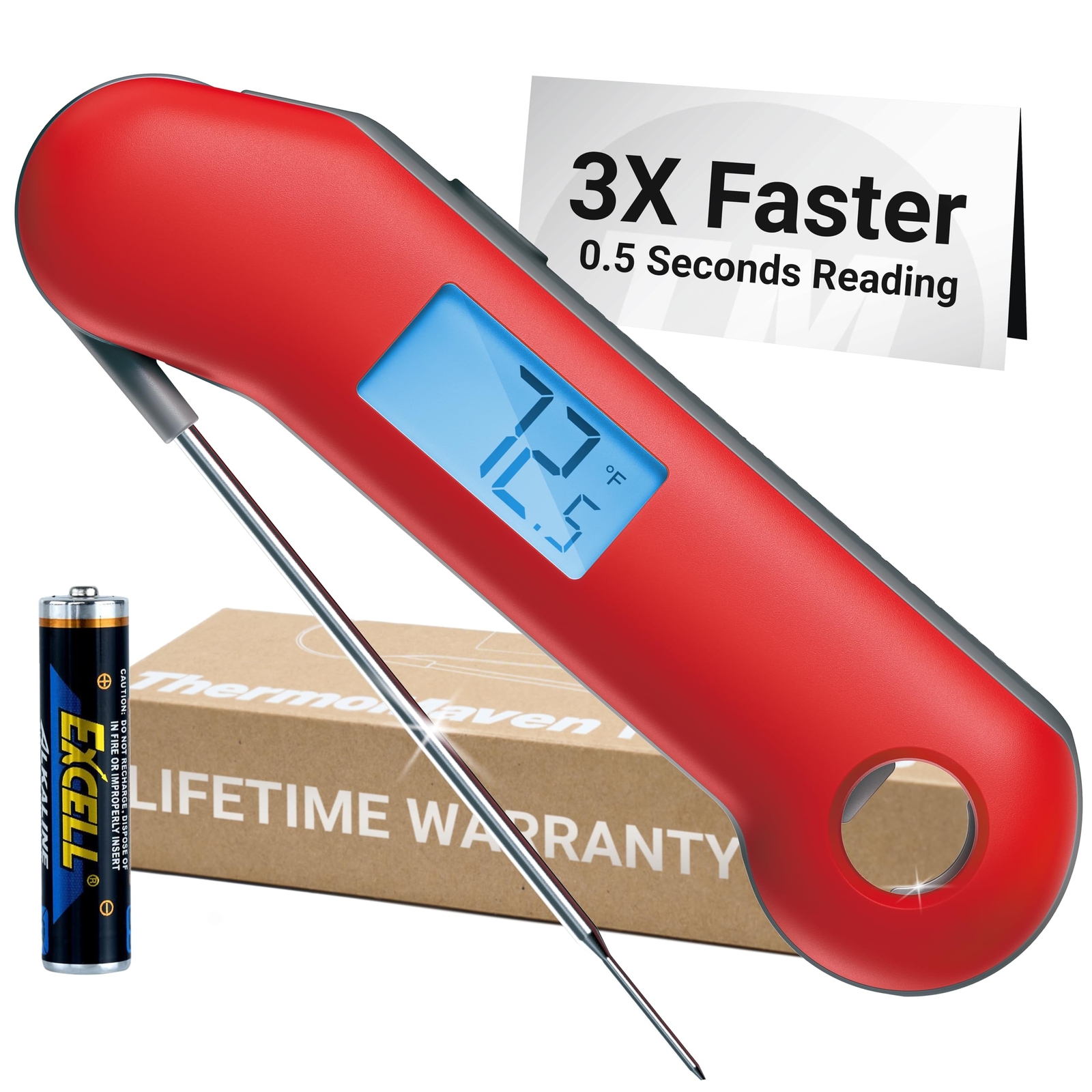 ProfessionaI Meat Thermometer Digital 3X Faster 0.5 Sec Instant Read NIST Cer...