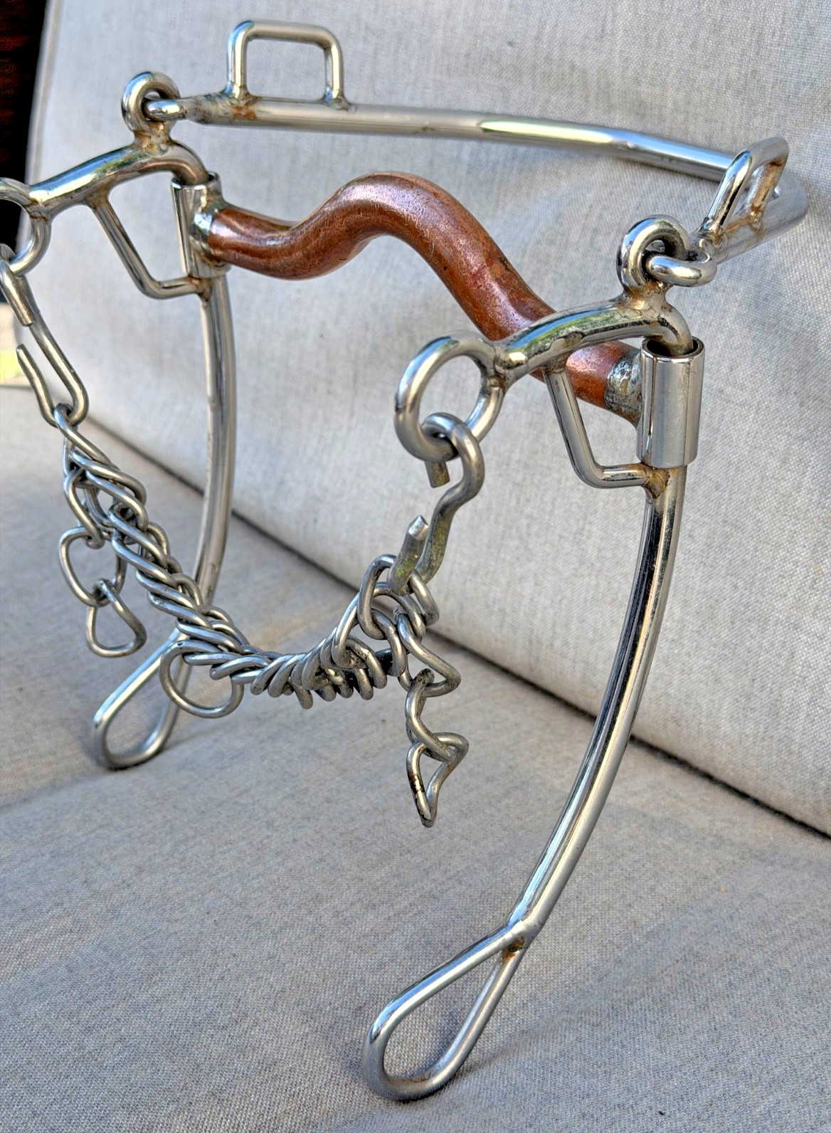 Custom MH Combination Hackamore 5" Copper Port Mouth Curb Bit Roping Ranch Horse