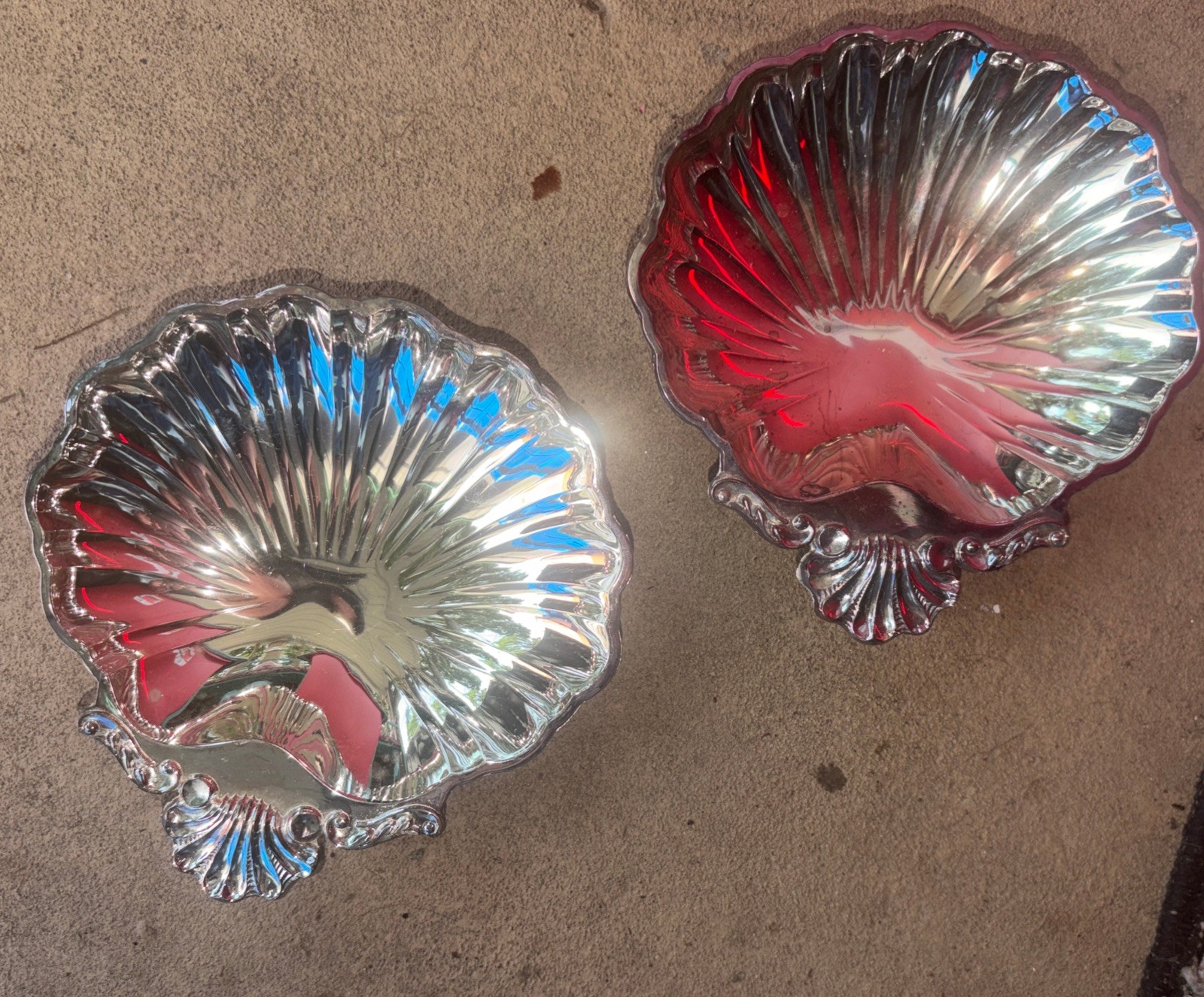 (2) Two Tarnish Resistant 6” Silver-Plated Seashell Trinket/Candy Dish Plate