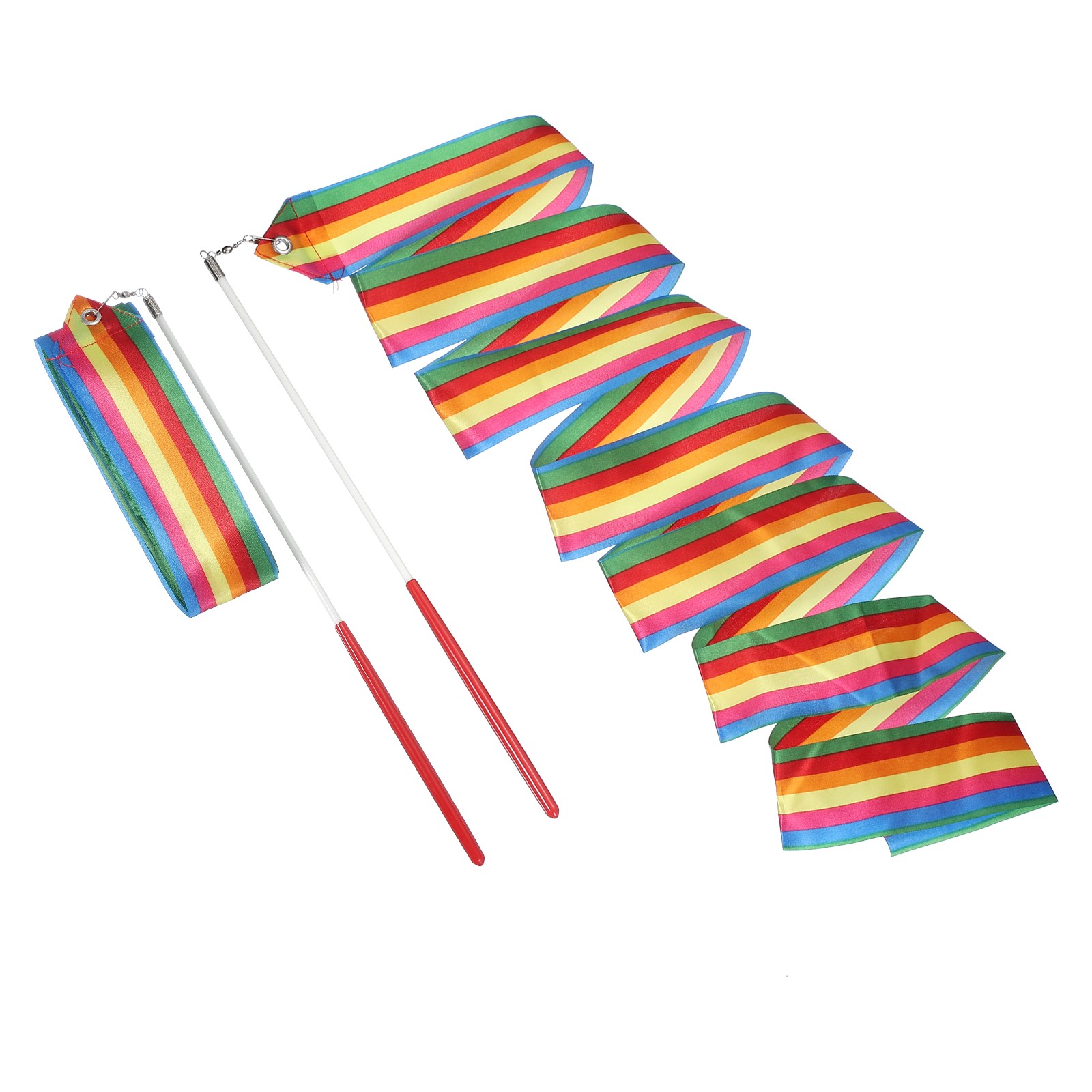 2 Pcs Dance Ribbons 78.7" Rhythmic Dance Ribbon with Wands Rainbow
