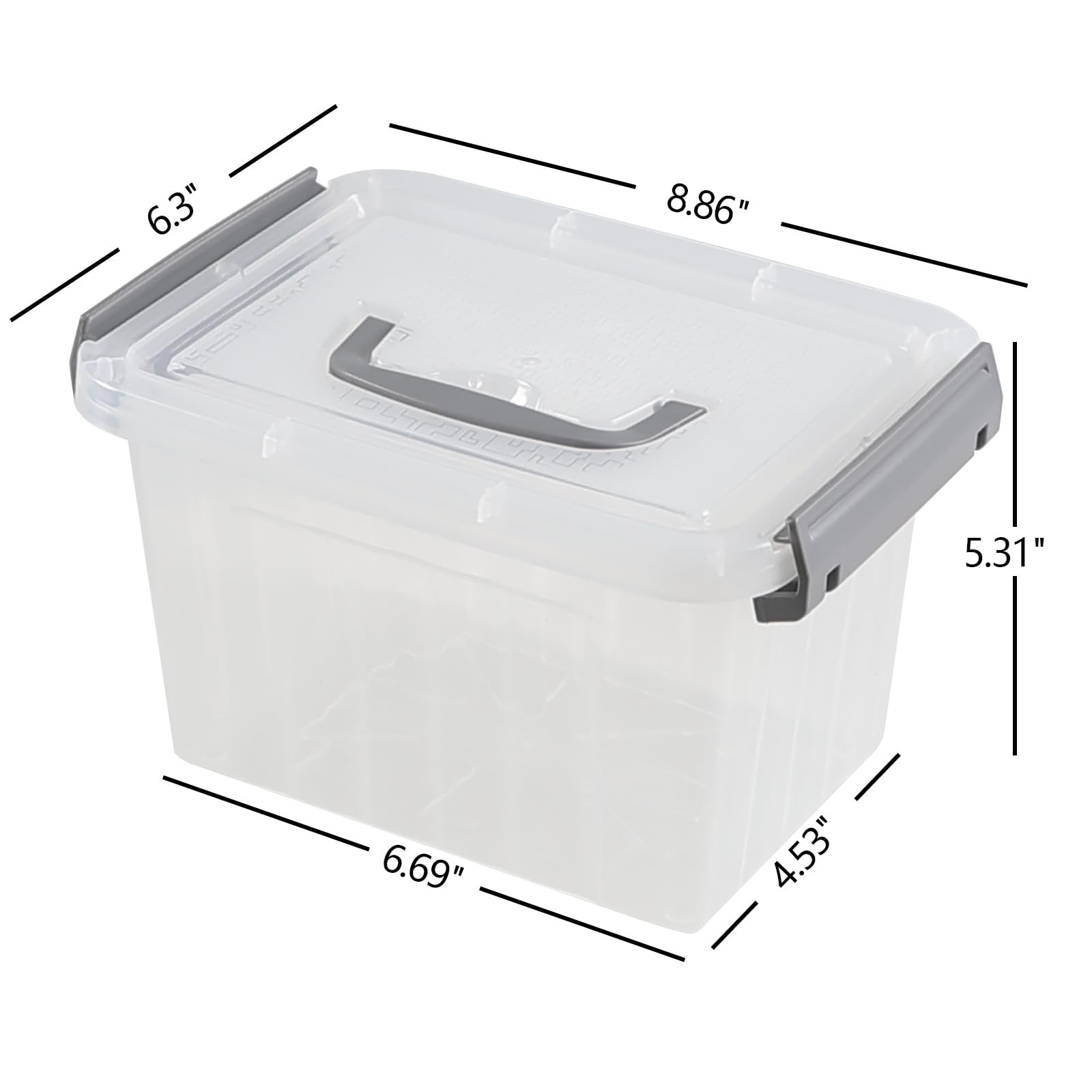 3.5 Quart Small Clear Latching Boxes with Handle, 6 Packs
