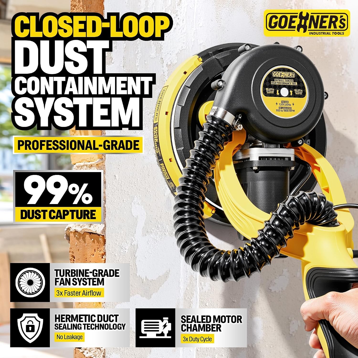 99% Dust-Free Drywall Sander Vacuum Dust Collection