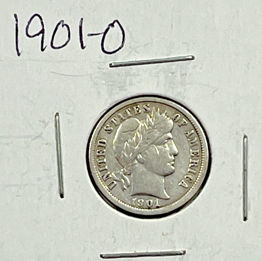 1901-O Barber Dime : Very Fine   VF  Details
