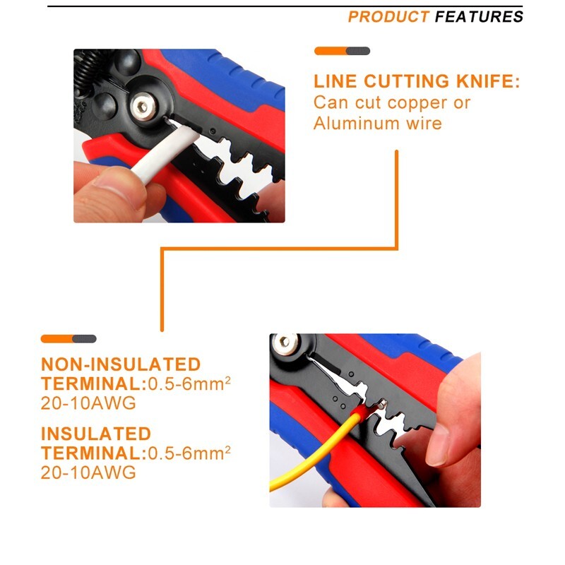 HSC86 - 4A+ Terminal + Multifunctional Wire Stripper Set, Cold - Press Terminal
