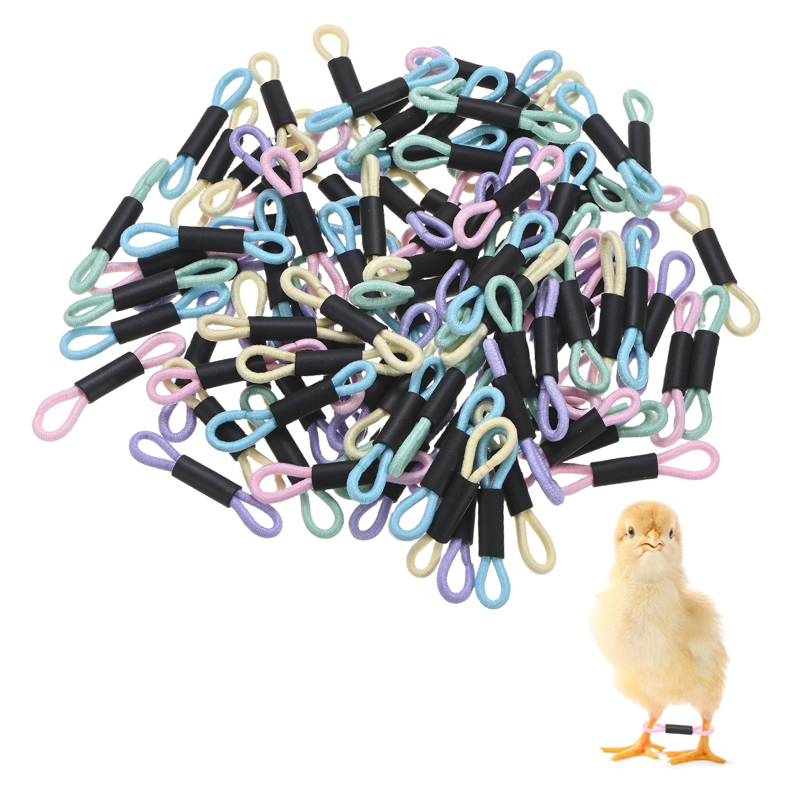 100-Pack Polyester Chick Leg Bands for Poultry/Chicks/Birds[Mixing 5 Colors - A]