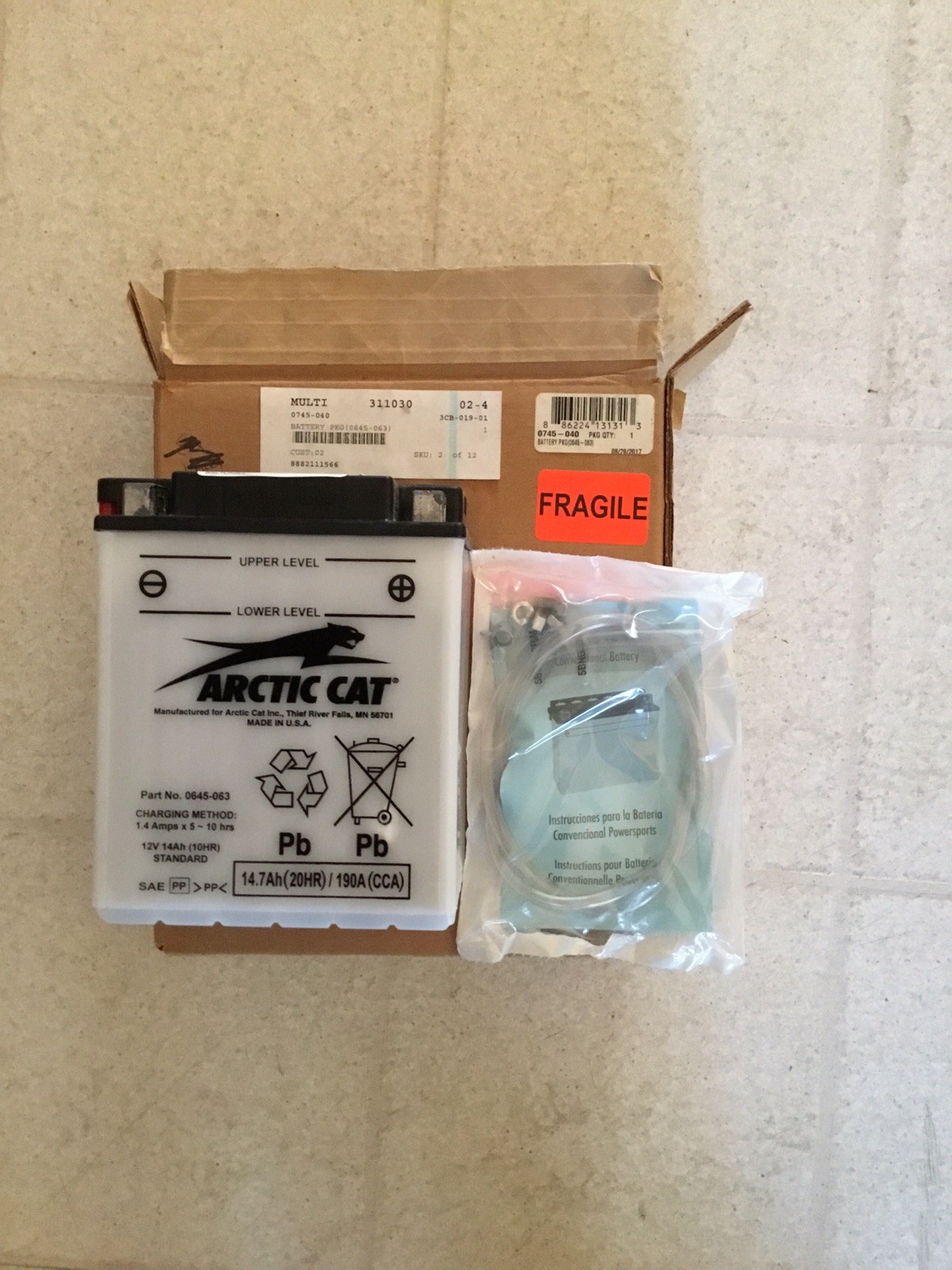 Arctic Cat Oem Battery 0745-040