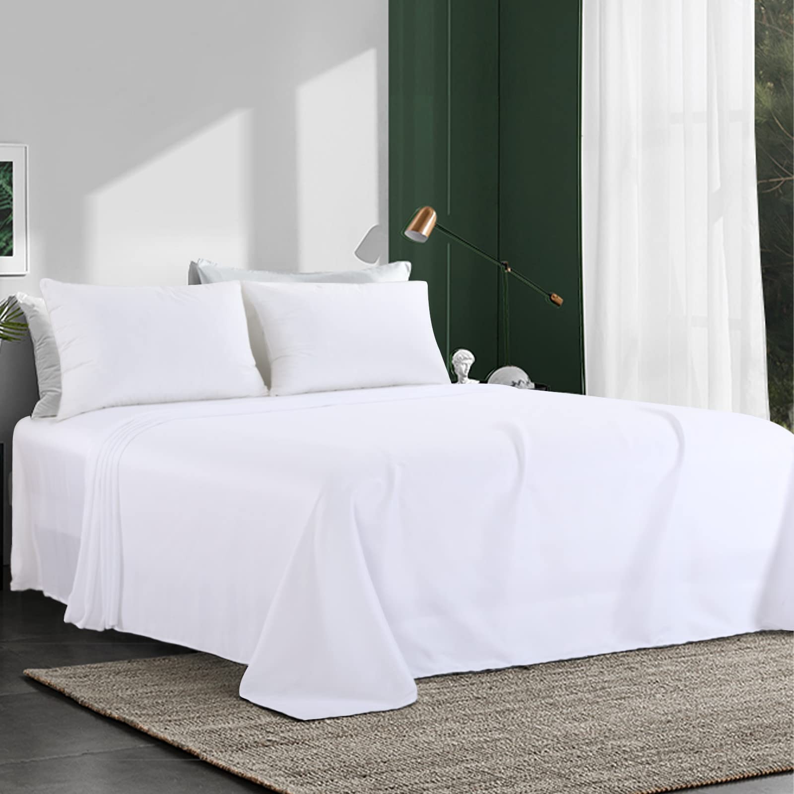 Alaskan King (120x132) Flat Sheet, White Extra Large Oversized King Flat Shee...
