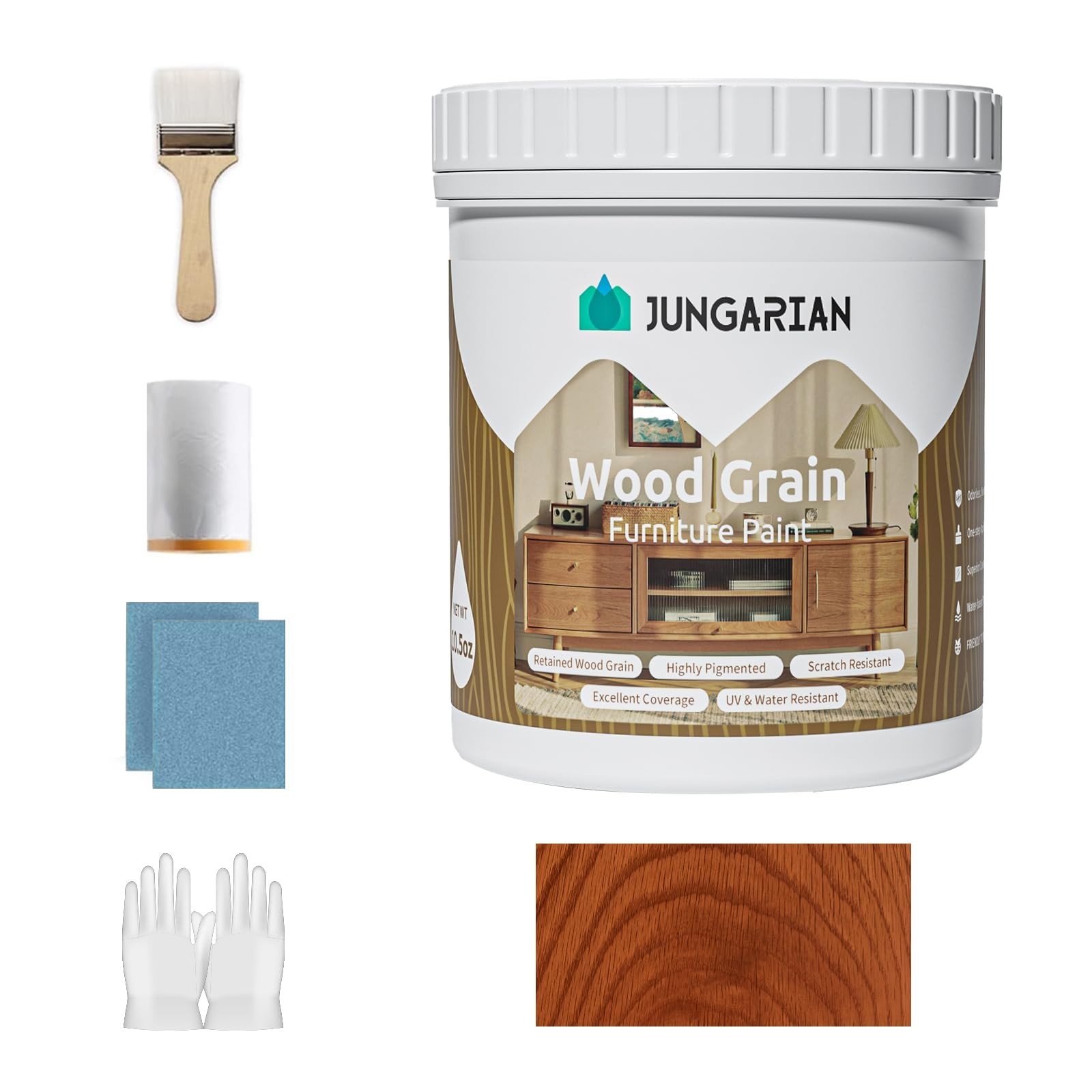 Wood Grain Furniture Paint 17.6oz with Tools - One-step No Need Prime No Need...