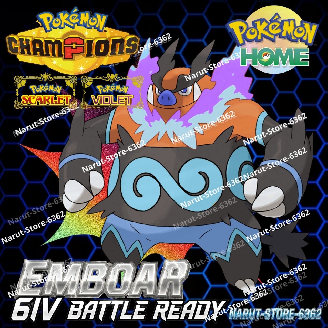 EMBOAR🔥6IV SHINY POKEMON HOME🔥Pokemon CHAMPIONS