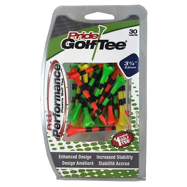 Pride Golf Evolution Striped 3 1/4" 30ct Citrus/Yellow/Red Golf Tees New