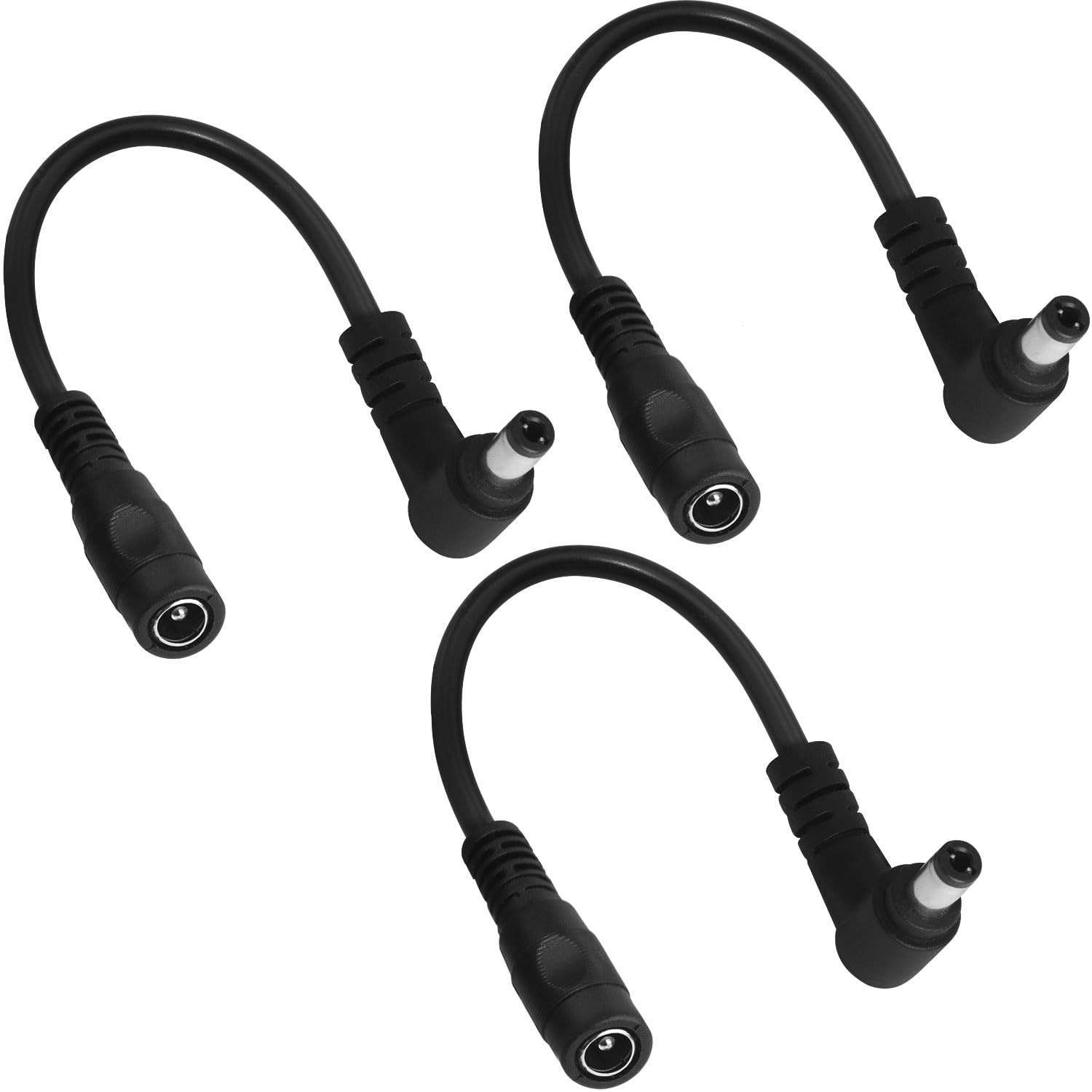 3PCS DC Power Cord 5.5x2.1 Female to 5.5x2.5 90 Degree Right Angle Male Elbow...