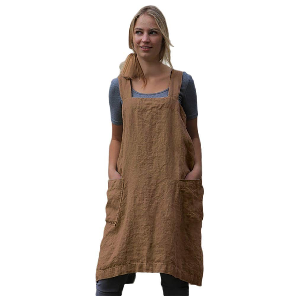 Larmliss Women’s Pinafore Square Apron Baking Cooking X-Large, Brown