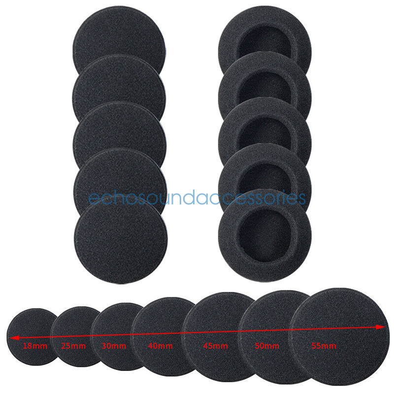 10 Pcs Replacement Round Foam Ear Pads for 18 25 30 35 40 45 50 55 60 65 70 75MM