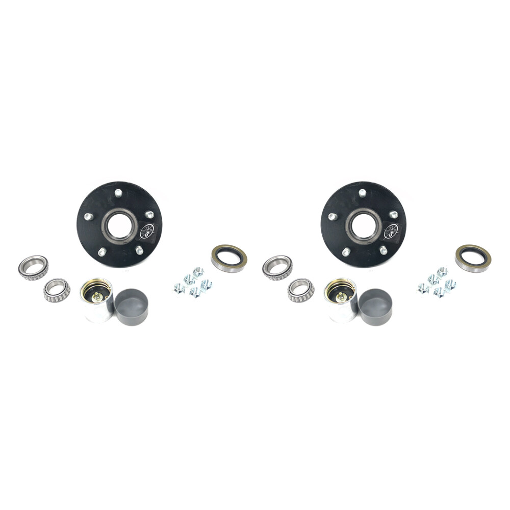 Pair of 5 on 5.5" 3,500 lbs Trailer Axle Wheel Hub Kit w/Bearing Protectors