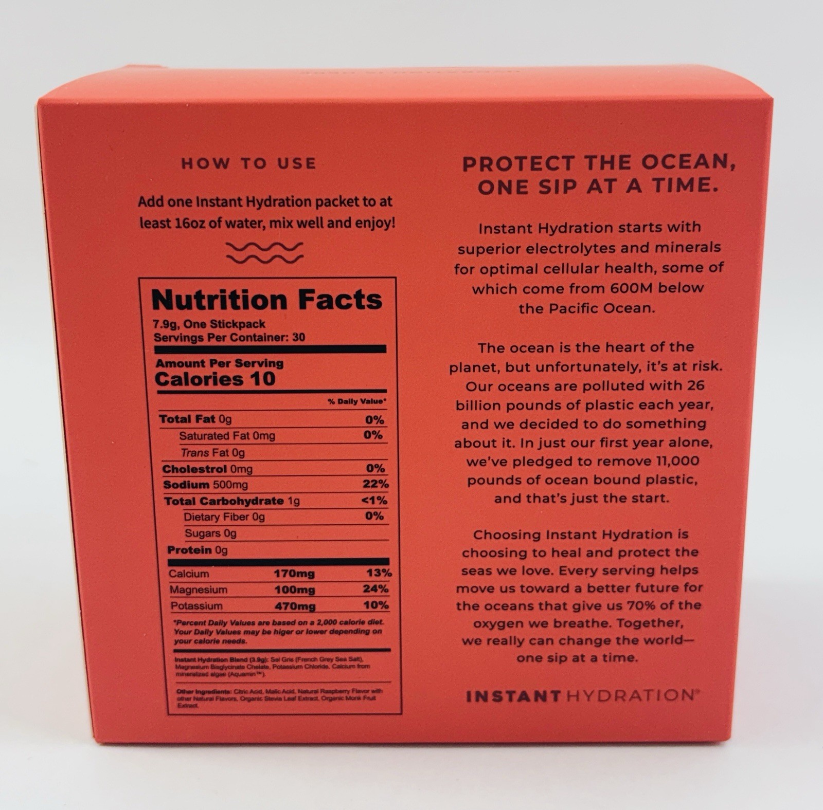 Instant Hydration Premium Electrolyte Drink Mix - Raspberry - 30 Packets