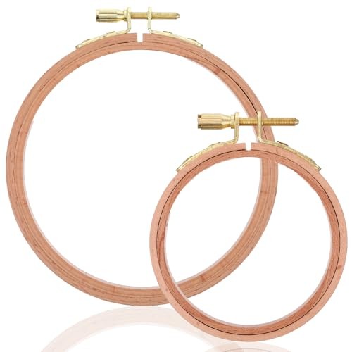 3 Inch and 5 Inch Wood Embroidery Hoops, 2 Pcs Round Beech Wood Cross Stitch