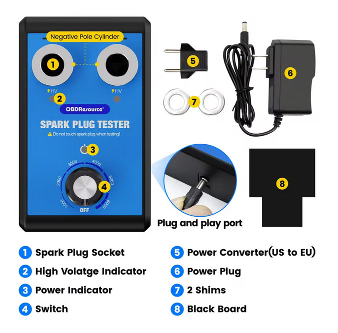 Probador de Bujía de Coche con Agujeros Duales 220V y 110V 0-6000RPM