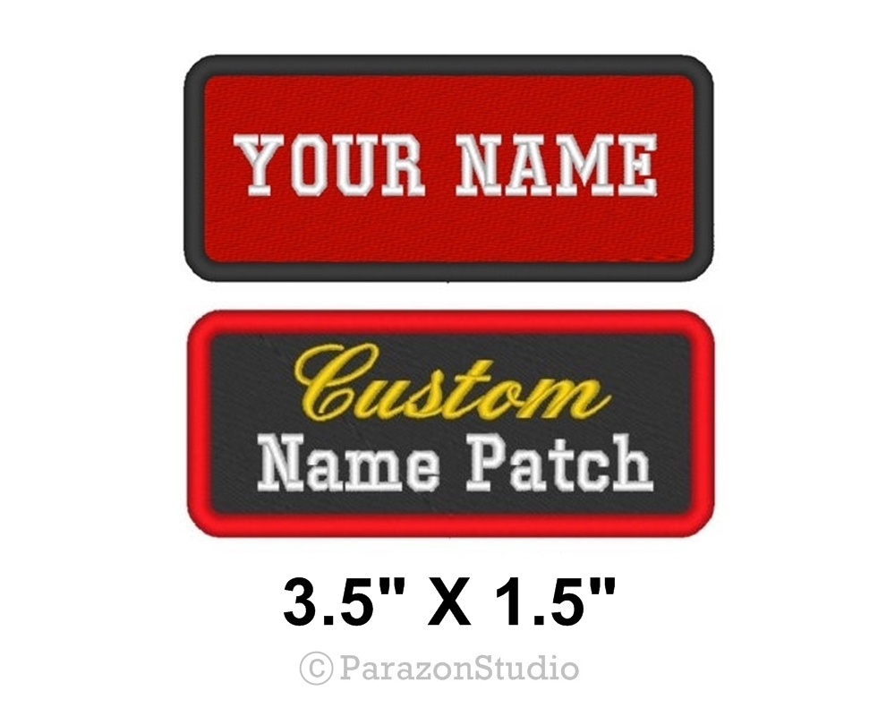 Custom Embroidered Name Tag Patch Motorcycle Biker Badge 3.5” x 1.5" (A)