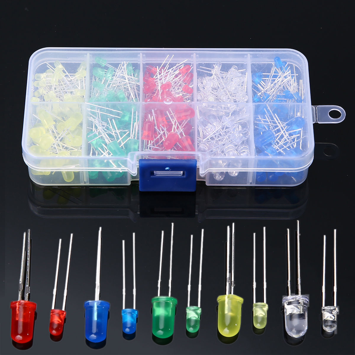 300pcs 3mm/5mm LED Diodes Emitting White Yellow Red Green Blue Assorted Kit
