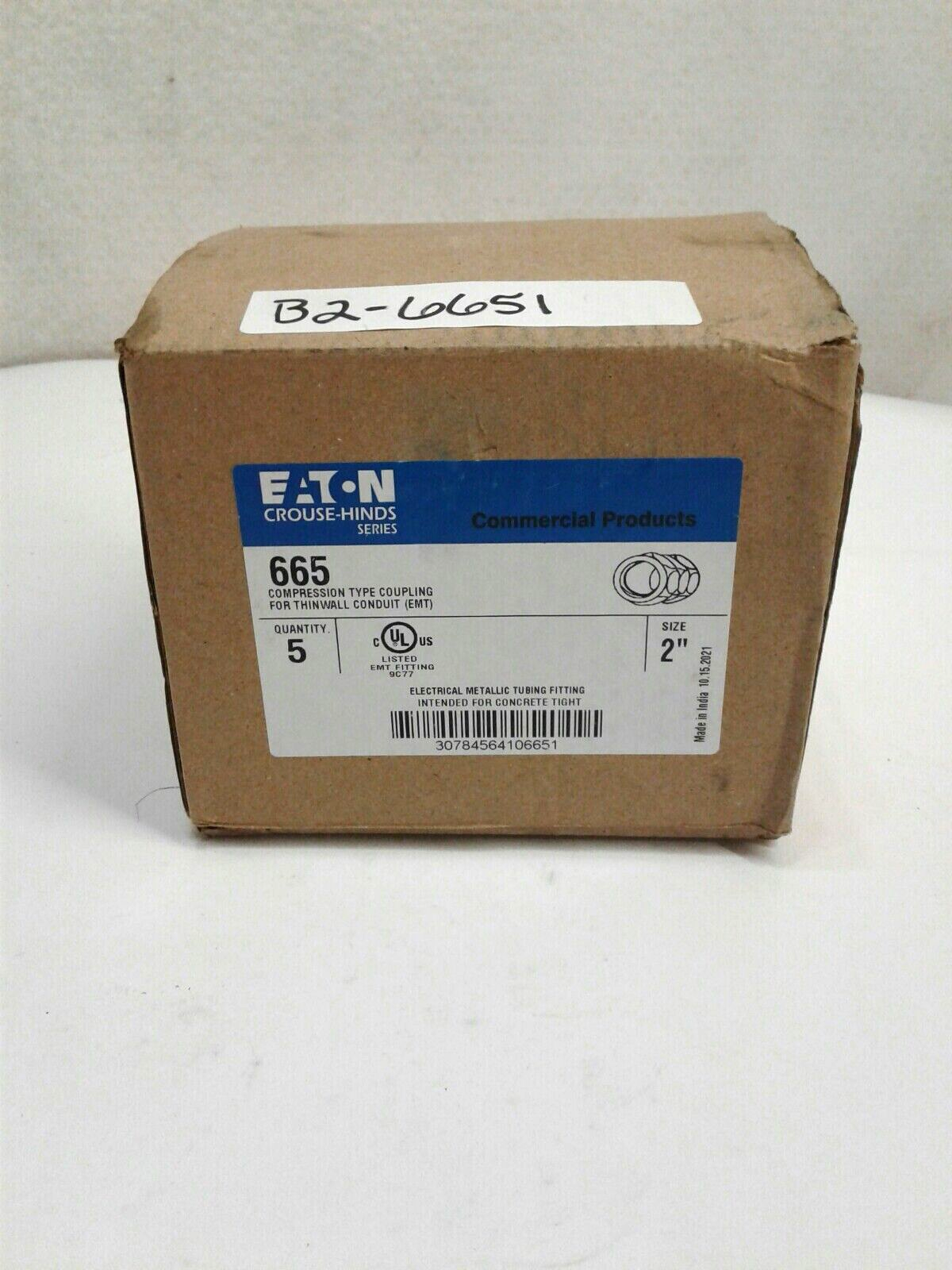 Crouse Hinds 665 2" Compression Type Coupling For Thin Wall Conduit EMT Qty 5